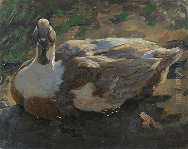 Ente Im Teich Oil Painting by Alexander Max Koester