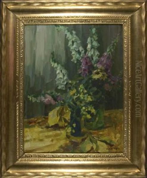 Fingerhut In Vase Oil Painting by Alexander Max Koester