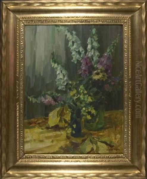 Fingerhut In Vase Oil Painting by Alexander Max Koester