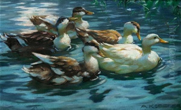 Enten Am Teich Oil Painting by Alexander Max Koester