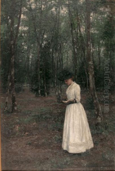 Figur Im Wald (lesendes Madchen) Oil Painting by Alexander Max Koester