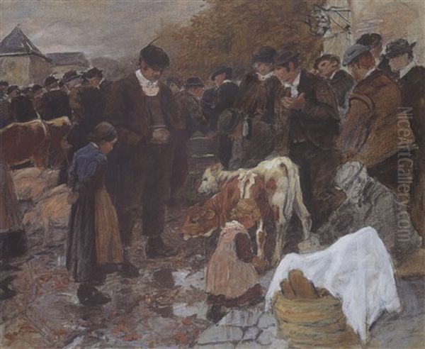 Tiroler Viehmarkt, Klausen Oil Painting by Alexander Max Koester