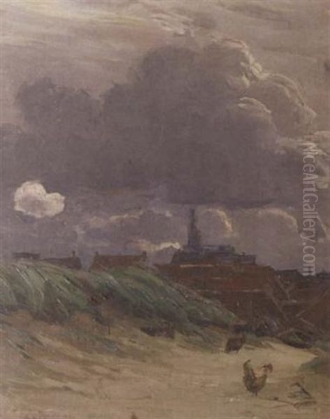 Stormclouds Over Katwijk - Dunkle Wolken Uber Katwijk Oil Painting by Alexander Max Koester