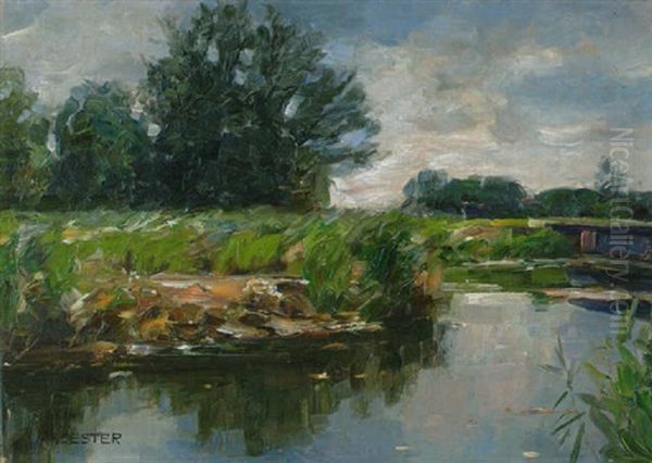 Wasserlandschaft Mit Baumen Oil Painting by Alexander Max Koester