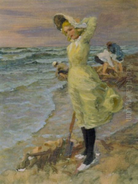 Kinder Im Sturm Am Meer by Alexander Max Koester