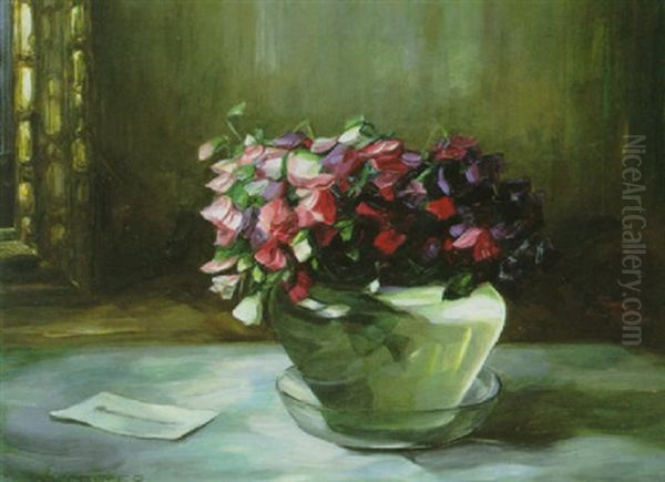 Eine Mit Wicken Gefullte Vase Oil Painting by Alexander Max Koester