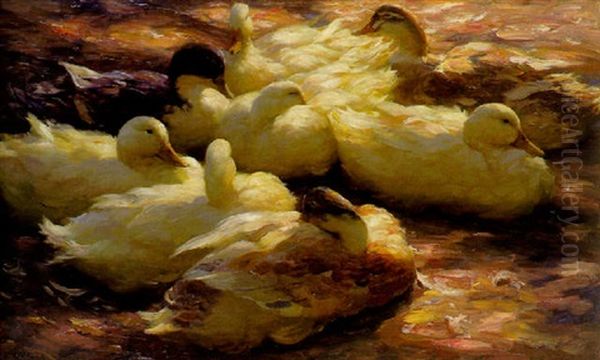 Grose Ruhende Enten Oil Painting by Alexander Max Koester