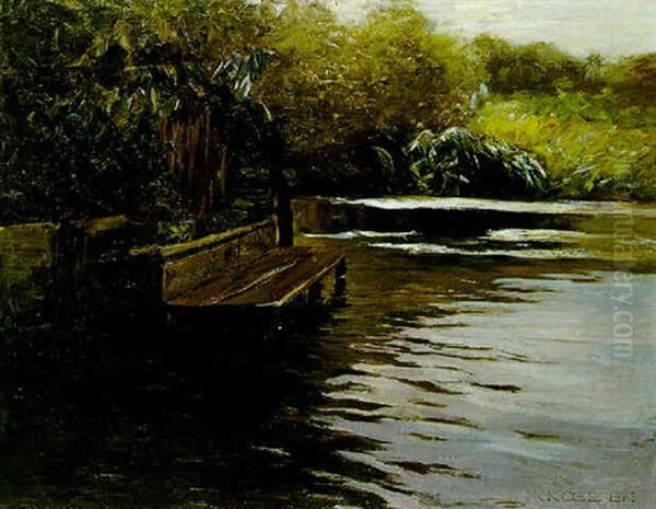 Kleiner Steg Am Weiher Oil Painting by Alexander Max Koester