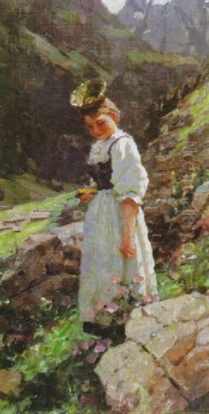 Madchen Im Tracht Oil Painting by Alexander Max Koester