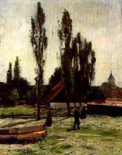 Emmering, Heuwender Oil Painting by Alexander Max Koester