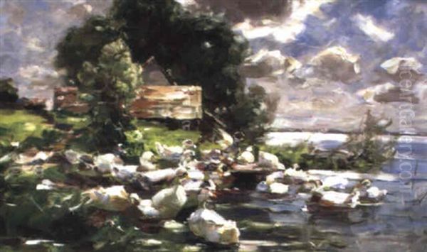 Enten Am Ufer Oil Painting by Alexander Max Koester