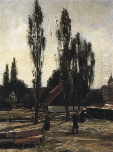 Heuwender In Emmering Oil Painting by Alexander Max Koester