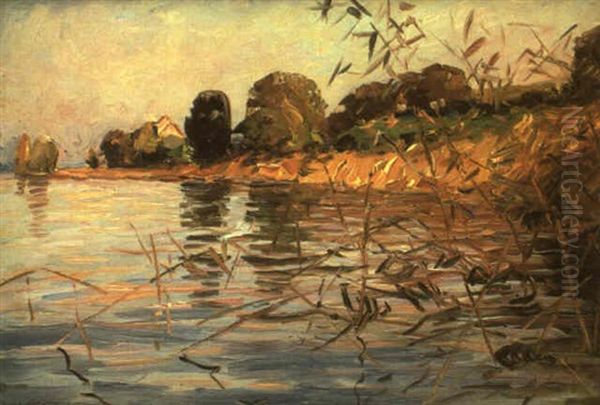 Schilfufer Im Herbst Am Ammersee Oil Painting by Alexander Max Koester