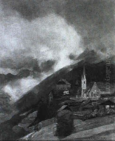 Blick Auf Gufidaun Bei Klausen In Sudtirol Oil Painting by Alexander Max Koester