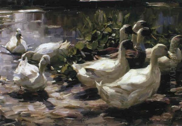 Enten Auf Dem Heimweg Oil Painting by Alexander Max Koester