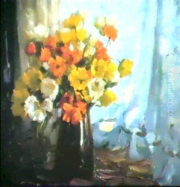 Mohn In Brauner Vase Oil Painting by Alexander Max Koester