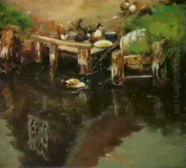 Enten Am Ufer Oil Painting by Alexander Max Koester