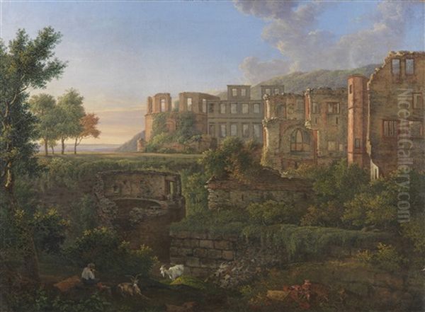 Ansicht Des Heidelberger Schlosses Oil Painting by Christian Philipp Koester