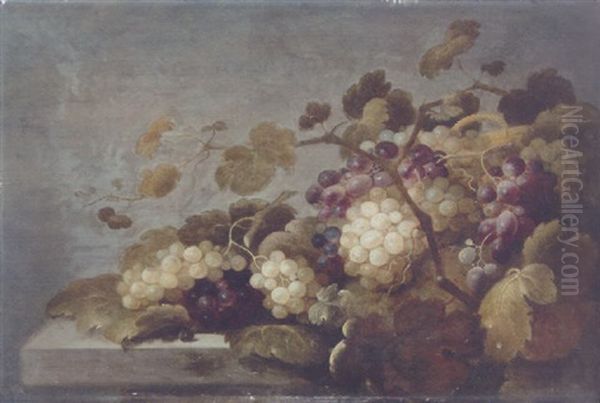 Grapes On A Stone Ledge Oil Painting by Roelof Koets the Elder