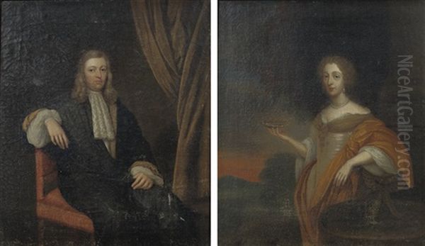 Portrait Of Laes Van Burmania(+ Portrait Of Juliana Agatha Van Aylva; 2 Works) by Roelof Koets the Younger