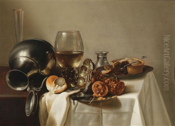 A Banquet Still Life With A Rummer Of Wine Oil Painting by Roelof Koets