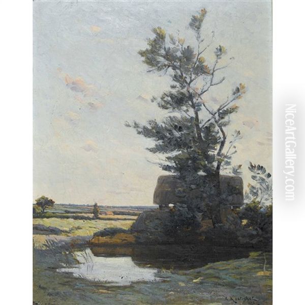 Landschaft Mit Weiher Oil Painting by Achille Koetschet