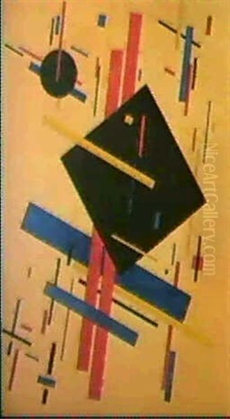 Suprematistische Komposition Mit Schwarzem Quadrat Oil Painting by Nina Osipovna Kogan