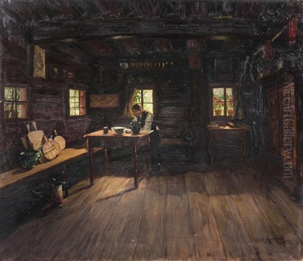 Beim Tischgebet In Der Stube Oil Painting by Jakob Koganowsky