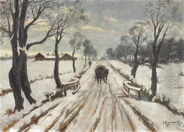 Winterlandschaft Mit Pferdegespann by Jakob Koganowsky