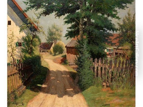 Sommerliche Dorfstrasse Oil Painting by Jakob Koganowsky