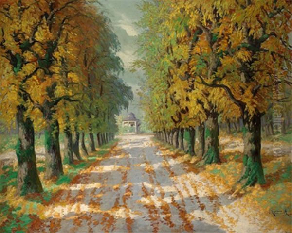 Allee, Am Ende Das Lusthaus Im Prater Oil Painting by Jakob Koganowsky