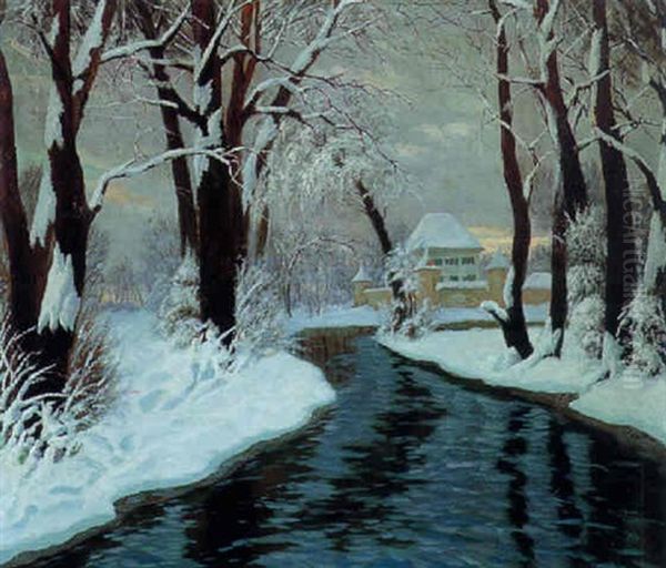 Schlos Im Winter Oil Painting by Jakob Koganowsky