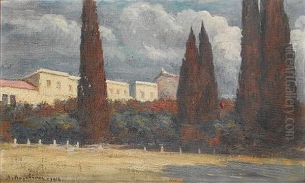 The English Protector's Residence, Corfu Oil Painting by Lykourgos Kogevinas