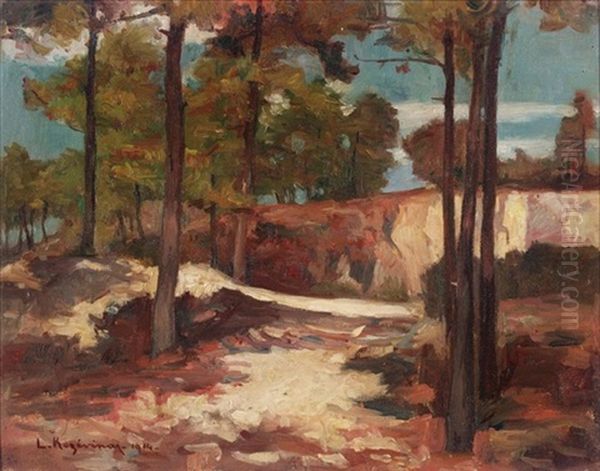 An Autumn Landscape Oil Painting by Lykourgos Kogevinas