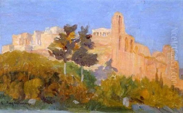 View Of The Acropolis Oil Painting by Lykourgos Kogevinas