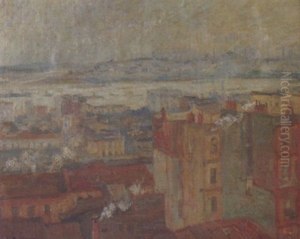 View Of Constantinople From Peran Oil Painting by Lykourgos Kogevinas