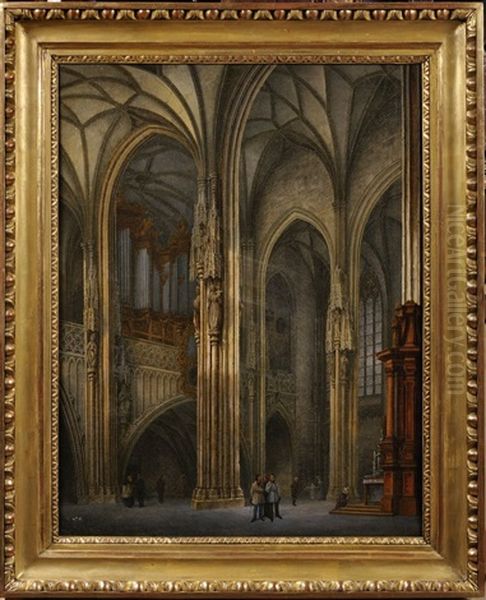 The Interior Of St. Stephen's Cathedral Oil Painting by Ludwig Kohl