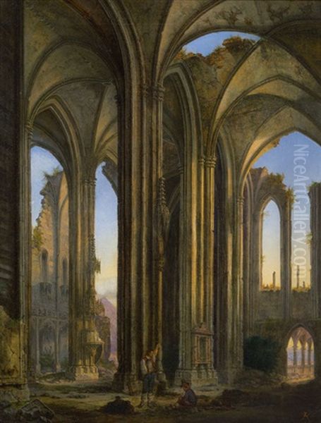 Ruine Einer Gotischen Kathedrale Oil Painting by Ludwig Kohl