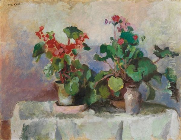 Geraniums Oil Painting by Robert Kohl