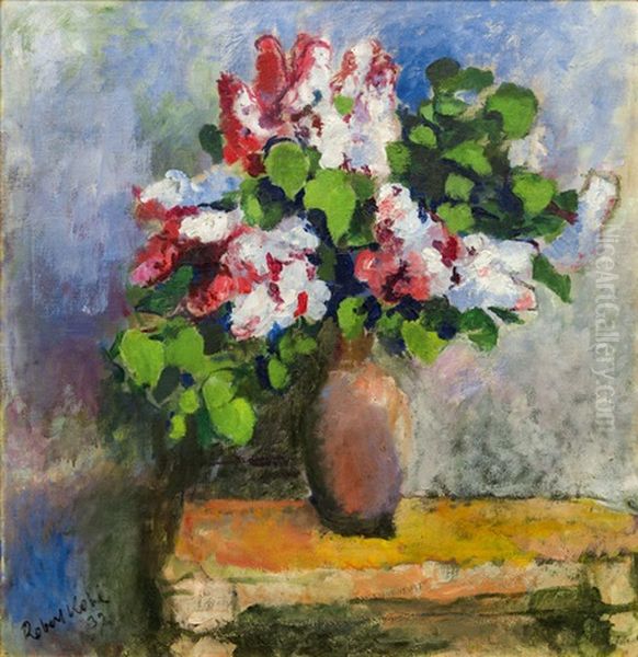 Groses Blumenstuck, Bildnis Einer Dame (verso) Oil Painting by Robert Kohl