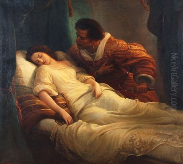 Othello Seine Schlafende Frau Betrachtend Oil Painting by Christian Kohler