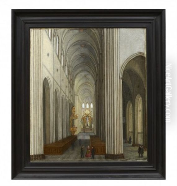 Interior Av Uppsala Domkyrka Oil Painting by Gustav Koehler