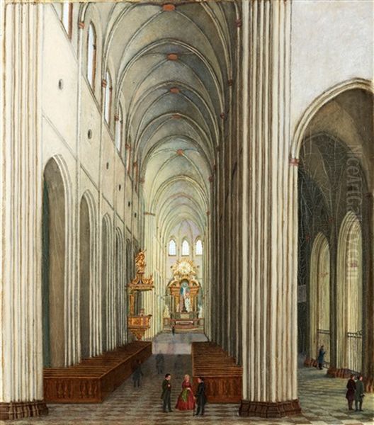 Interior Av Uppsala Domkyrka Oil Painting by Gustav Koehler