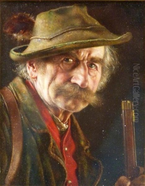 Man With Rifle Oil Painting by Gustav Koehler