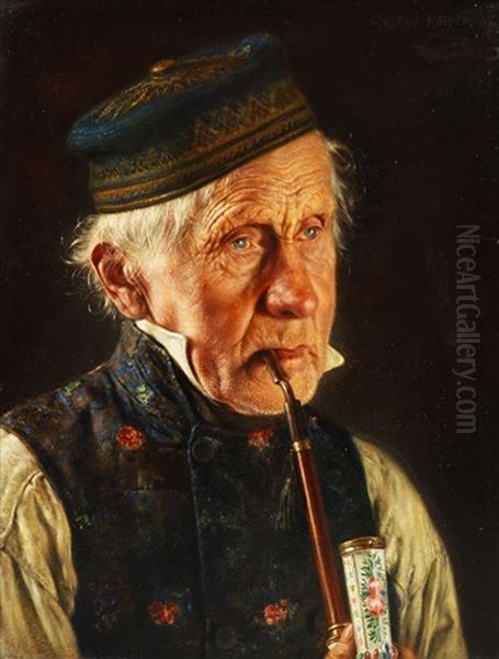 Pfeiferauchender Mann Oil Painting by Gustav Koehler