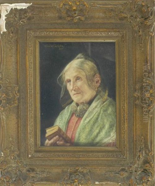 Portrait Einer Alteren Dame In Tracht Mit Buchlein Oil Painting by Gustav Koehler