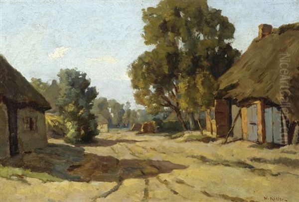 Land Road With Farms Oil Painting by Willem Hendrik Koehler