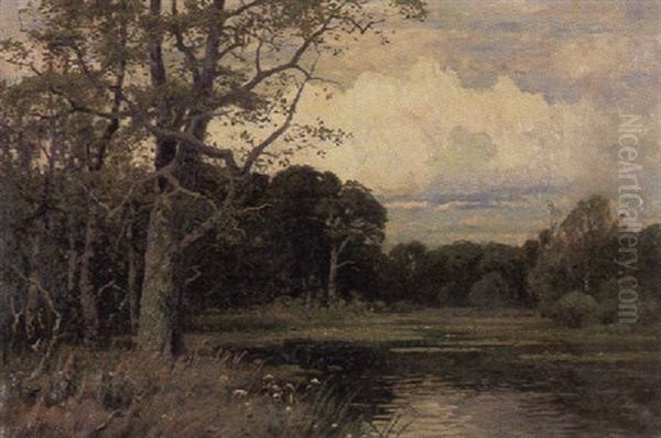 Stiller Waldweiher Mit Seerosen by Heinrich Kohnert