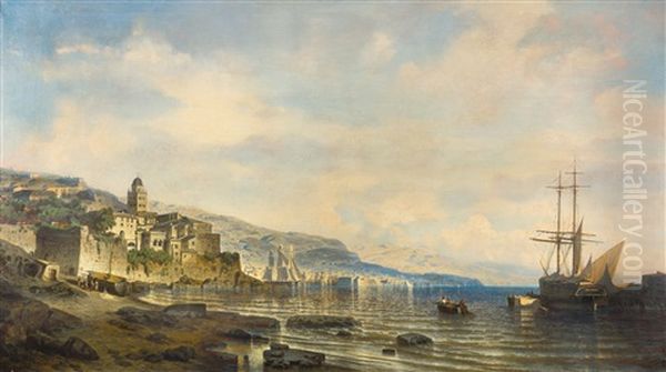 Blick Auf Genua Und Die Riviera Di Levante Oil Painting by Julius Koehnholz