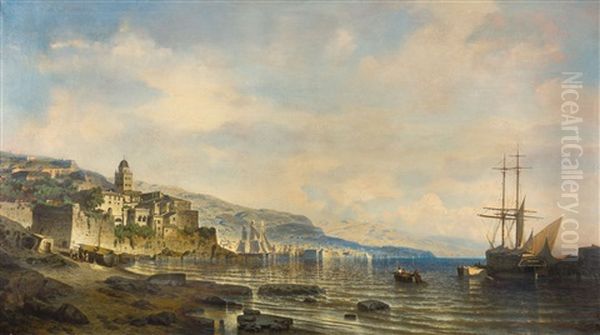 Blick Auf Genua Und Die Riviera Di Levante Oil Painting by Julius Koehnholz